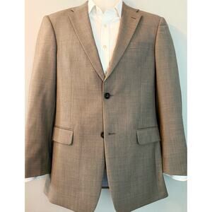 TOMMY HILFIGER Blazer Mens Solid Tan Brown 100% WOOL Sport Coat Jacket 38R